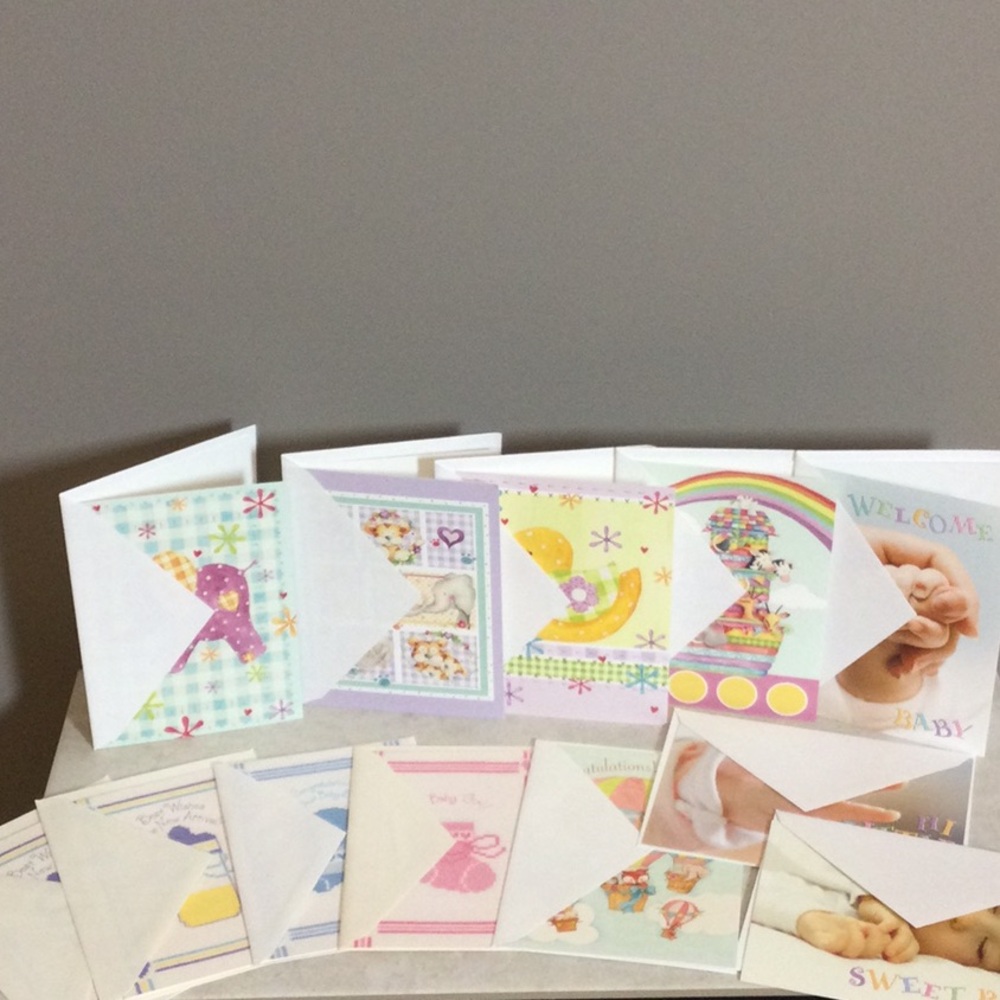 Dozen Colorful Baby Shower Greeting Cards